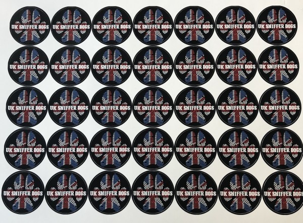 UK Sniffer Dogs round stickers